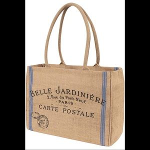KAF Home Jute Market Tote Bag with Belle Jardiniere Print